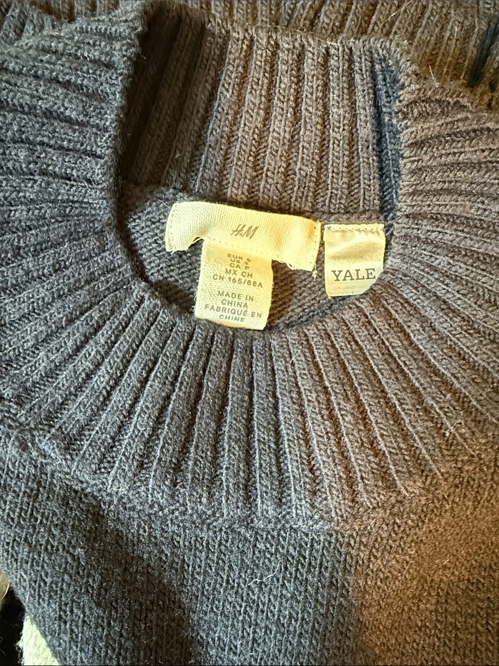 H&M Yale oversized navy Crewneck Sweater sz small